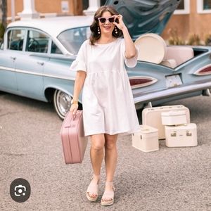 Jillian Harris Jardines Domaine White Baby Doll Dress, Sz XL